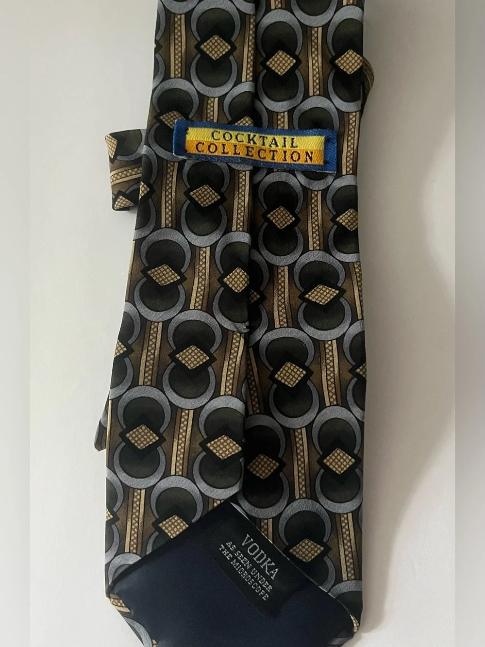 Stonehenge Cocktail Collection Vodka Under Microscope Silk Tie Geometric Vintage